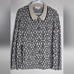 ST.JOHN SPORT by Marie Gray Flower V-Neck Sweater Size XL